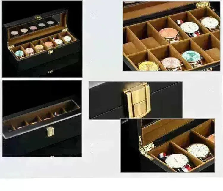 Wood Black Watch Storage Box Case Organizer Jewelry Holder - EX-STOCK CANADA