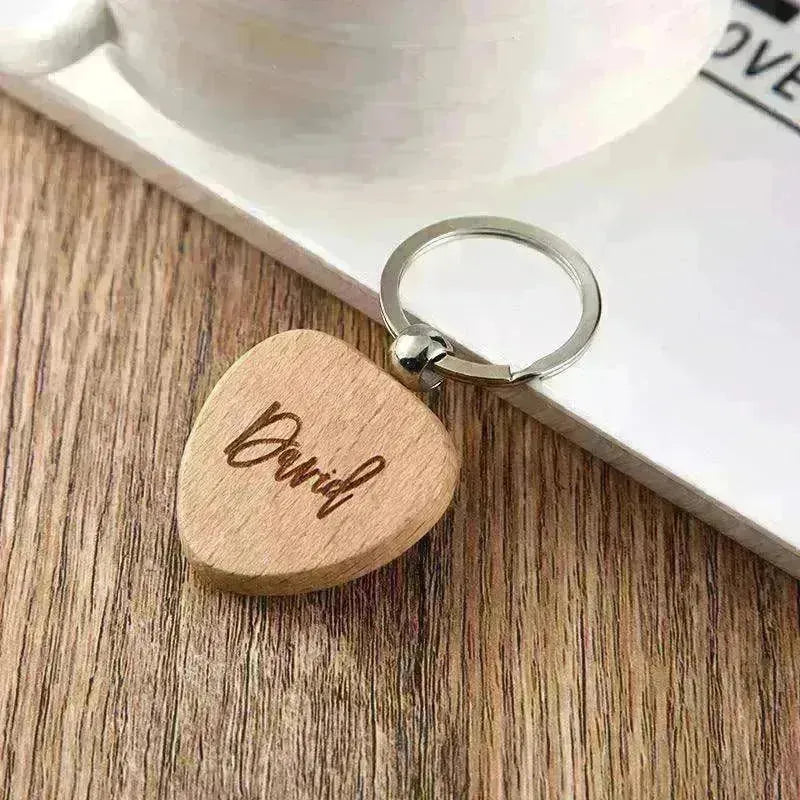 Wooden Engraved Lettering Name Pendant Keychain - EX-STOCK CANADA