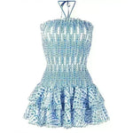 Wrapped Chest Embroidered Cotton Stretch Waist Shaping Ruffled Vacation Jumpsuit Skirt - EX-STOCK CANADA