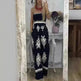 Wrapped Chest Printed Jumpsuit, High Waisted Casual Pants For Women - EX-STOCK CANADA