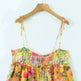 Y2K Flowers Print Suspender Dress Summer Fashion Ruffled Holiday Beach Short Dresses Womens Clothing - EX-STOCK CANADA