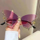 Y2K Vintage Rimless Luxury Diamond Butterfly Sunglasses for Classy Chic Ladies Women - EX-STOCK CANADA