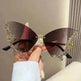 Y2K Vintage Rimless Luxury Diamond Butterfly Sunglasses for Classy Chic Ladies Women - EX-STOCK CANADA