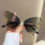 Y2K Vintage Rimless Luxury Diamond Butterfly Sunglasses for Classy Chic Ladies Women - EX-STOCK CANADA
