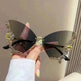 Y2K Vintage Rimless Luxury Diamond Butterfly Sunglasses for Classy Chic Ladies Women - EX-STOCK CANADA