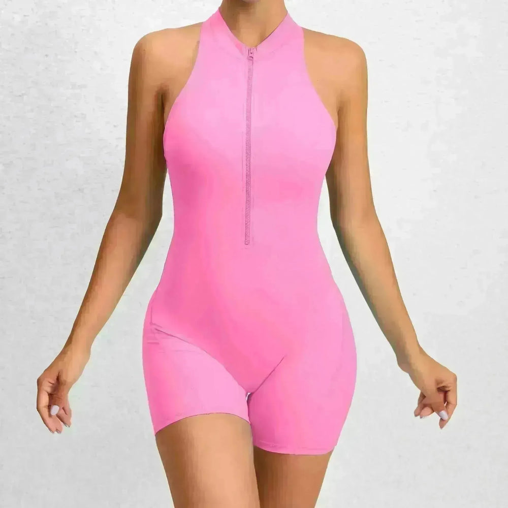 Zippered Yoga Fitness Shorts Jumpsuit Sleeveless Tummy Control Stretch Shapewear Butt Lifting Sportswear Women - EX-STOCK CANADA