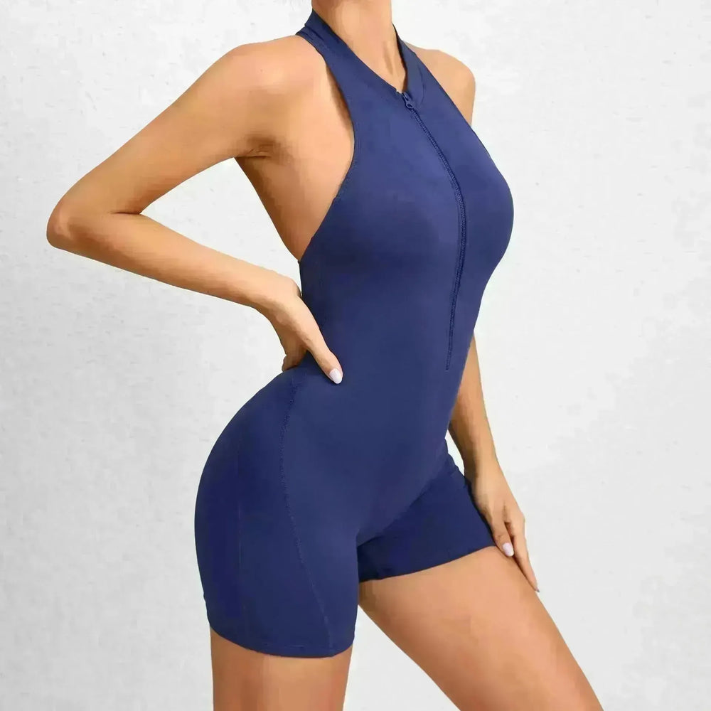 Zippered Yoga Fitness Shorts Jumpsuit Sleeveless Tummy Control Stretch Shapewear Butt Lifting Sportswear Women - EX-STOCK CANADA