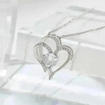 Zircon Double Love With Rhinestones Ins Personalized Heart-shaped Clavicle Chain Necklace - EX-STOCK CANADA