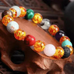 Handmade Black Lava Seven Chakra Healing Balance Beaded Bracelet - EX-STOCK Canada