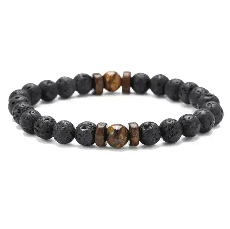 Personality Men's Black Volcanic Stone Bracelet - EX-STOCK CANADA