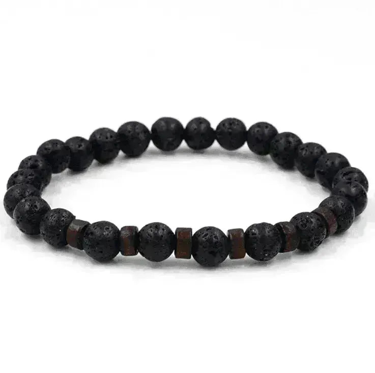 Personality Men's Black Volcanic Stone Bracelet - EX-STOCK CANADA